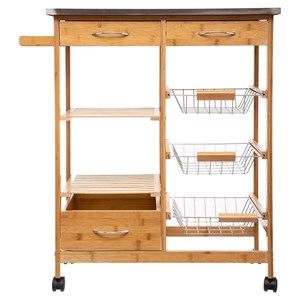 Desserte 3 tiroirs 3 paniers en bambou