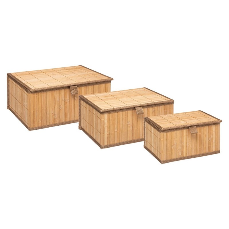 Five Simply smart - Lot de 3 paniers avec couvercles en bamb
