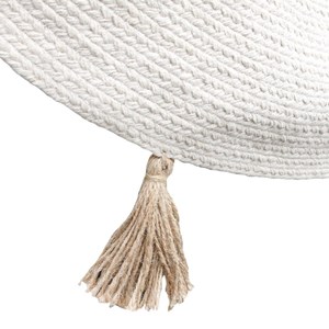 Tapis rond coton pompon beige 90 cm