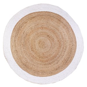 Tapis rond jute bord blanc 120 cm