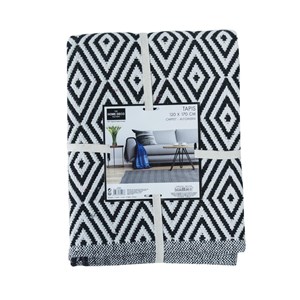 Tapis rectangle losanges noir blanc 120x