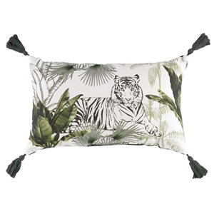 Coussin pompons 30x50 equatoria jungle