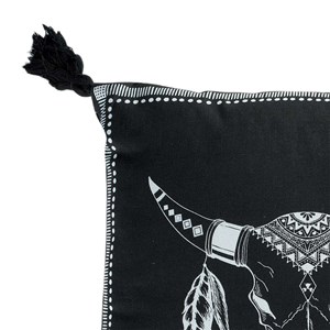 Coussin pompons 40x40 cm mohicana noir c