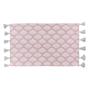 Tapis rectangle à pompons 50x80cm argent
