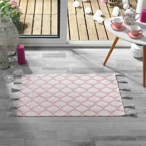 Tapis rectangle à pompons 50x80cm argent