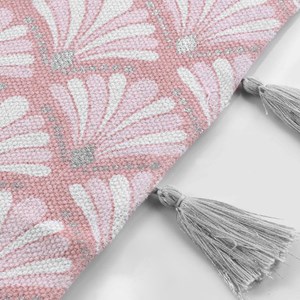 Tapis rectangle à pompons 50x80cm argent