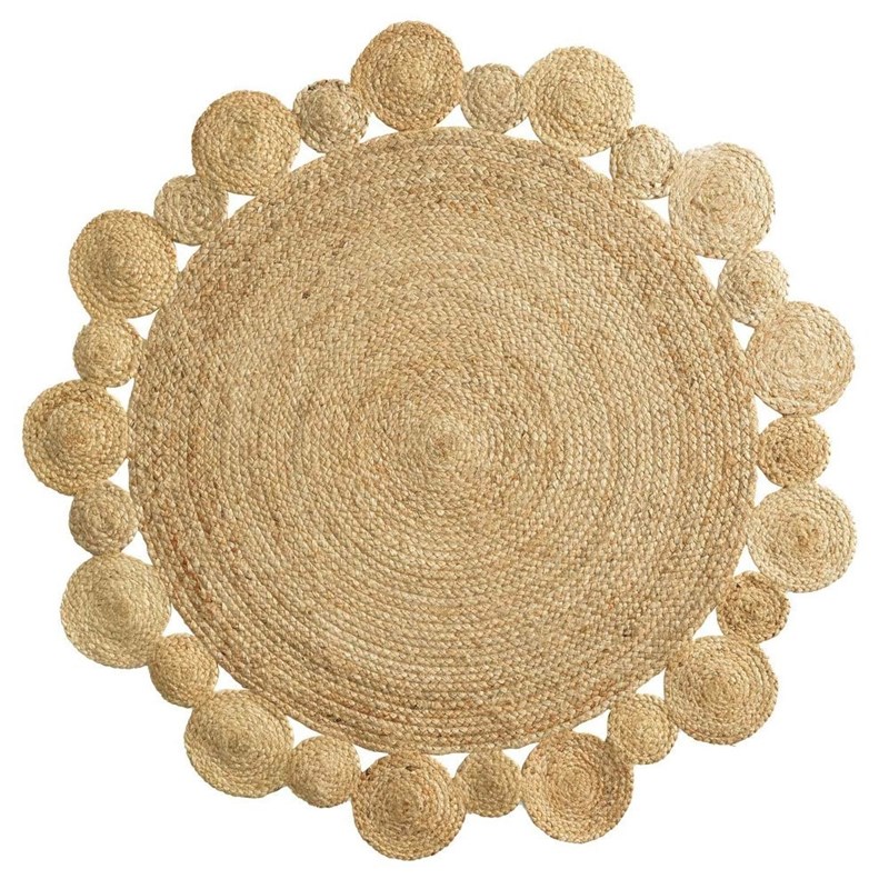 Tapis rond 120 cm jute Sanda or - Tapis de salon et chambre