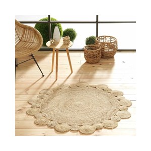 Tapis rond jute ajouré 120cm cordou