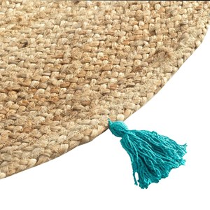 Tapis rond 120 cm jute pompons shira tur