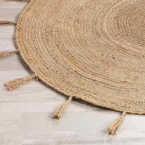 Tapis rond 120 cm jute sanda argent