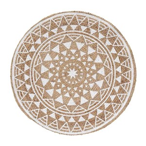 Tapis rond 90 cm jute silha blanc