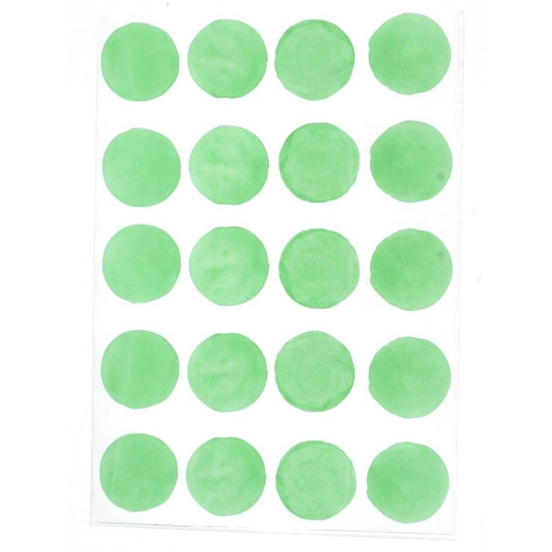 Stickers pois aquarelle - vert prairie