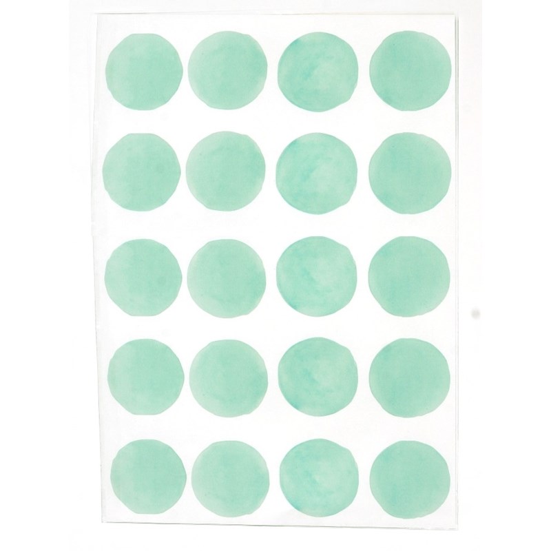 Stickers pois aquarelle - turquoise past
