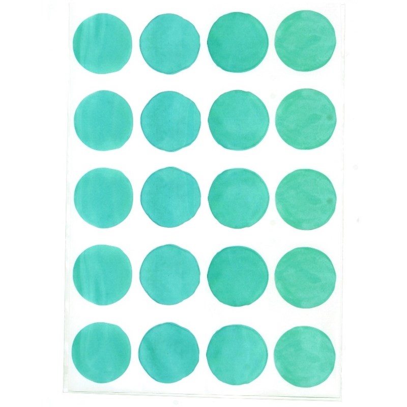 Stickers pois aquarelle - turquoise