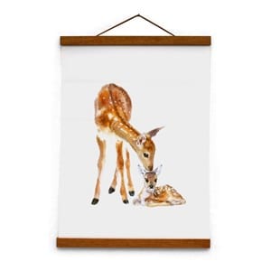 Toile canvas aquarelle  biche et faon