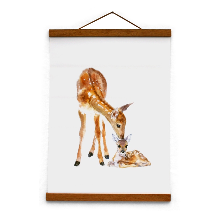 Toile Canvas Aquarelle Biche Et Faon Nature Decouvertes