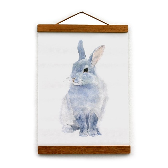 Toile canvas aquarelle - lapin gris