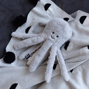 Doudou battements de coeur pieuvre grise