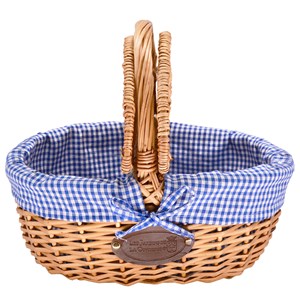 Panier en osier campagne vichy bleu
