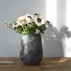 Vase en verre - effet minéral gris