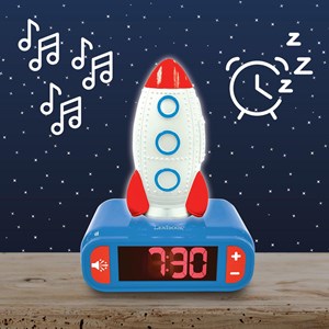 Réveil avec veilleuse fusée en 3d