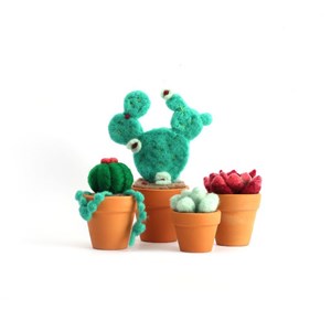 Coffret en laine cardée - petits cactus