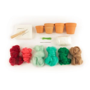 Coffret en laine cardée - petits cactus