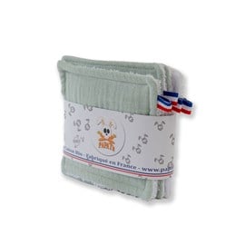 Lingettes coton bio blanc et vert