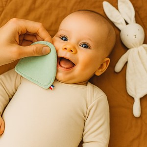 Lingettes coton bio blanc et vert