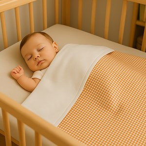 Couverture en coton bio blanc et vichy