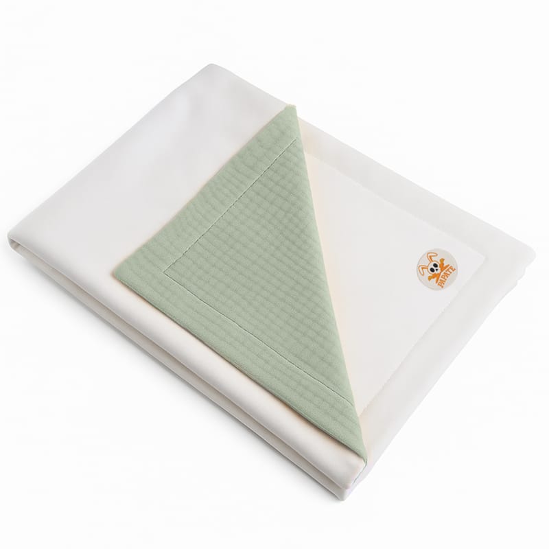 Couverture en coton bio blanc et vert (Papate) - Image 4
