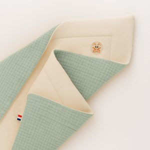 Couverture en coton bio blanc et vert