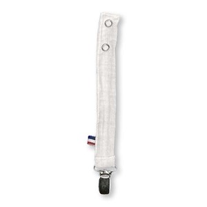 Attache tétine en coton bio teddy blanc