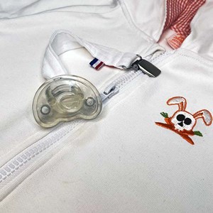 Attache tétine en coton bio teddy blanc