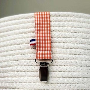 Attache tétine en coton bio teddy vichy