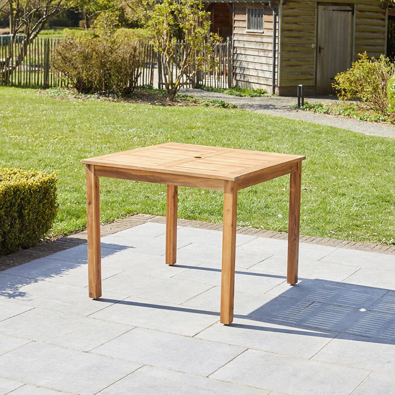 Table de jardin carrée en bois d'acacia