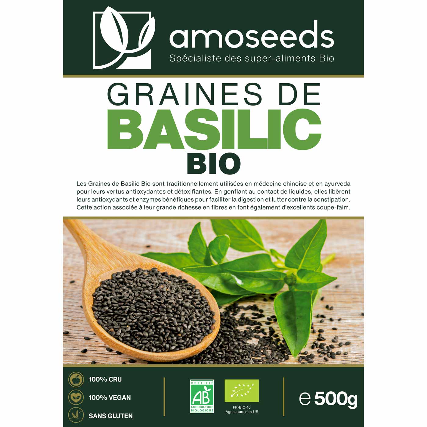Graines de basilic bio 500g