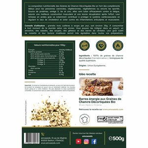 Graines de chanvre décortiquées bio 500g