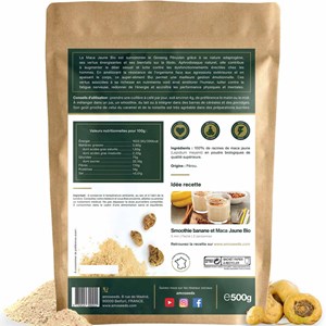 Maca jaune en poudre bio 500g