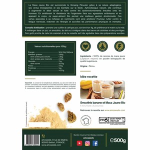 Maca jaune en poudre bio 500g