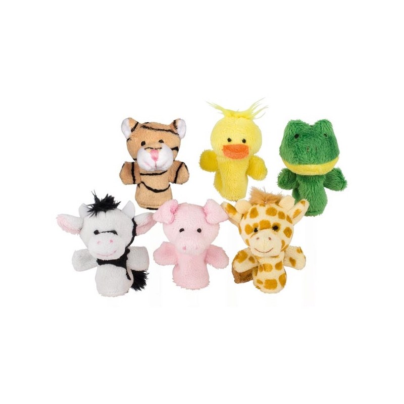 6 marionnettes à doigts, animaux du mon