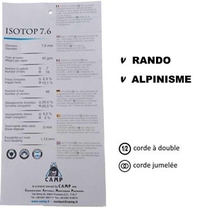 Corde rando 20 mètres camp isotop 7,6 m