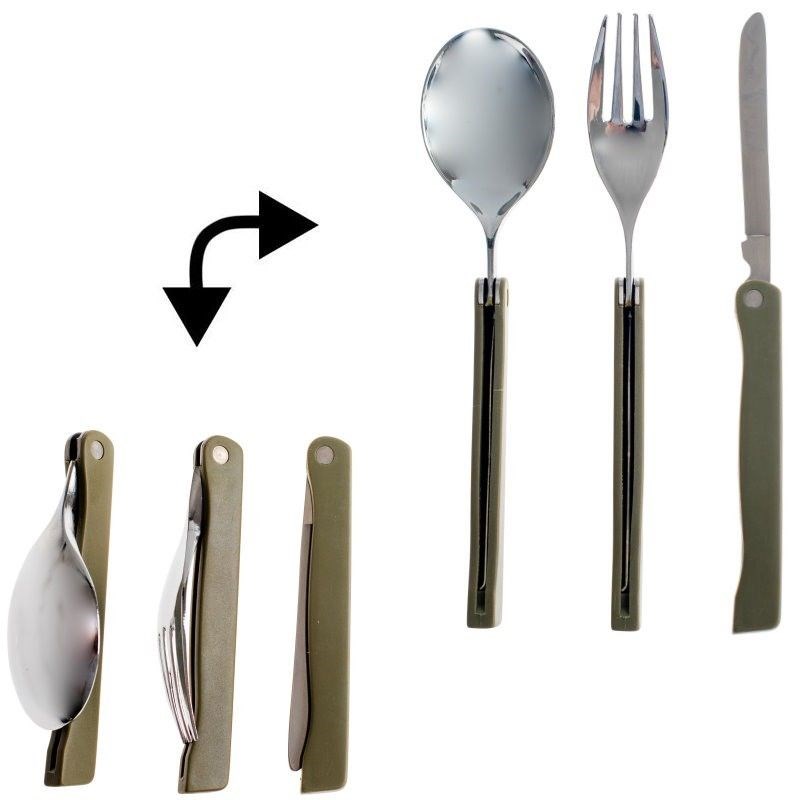 Kit de couverts pliants cao 3 pièces inox avec housse