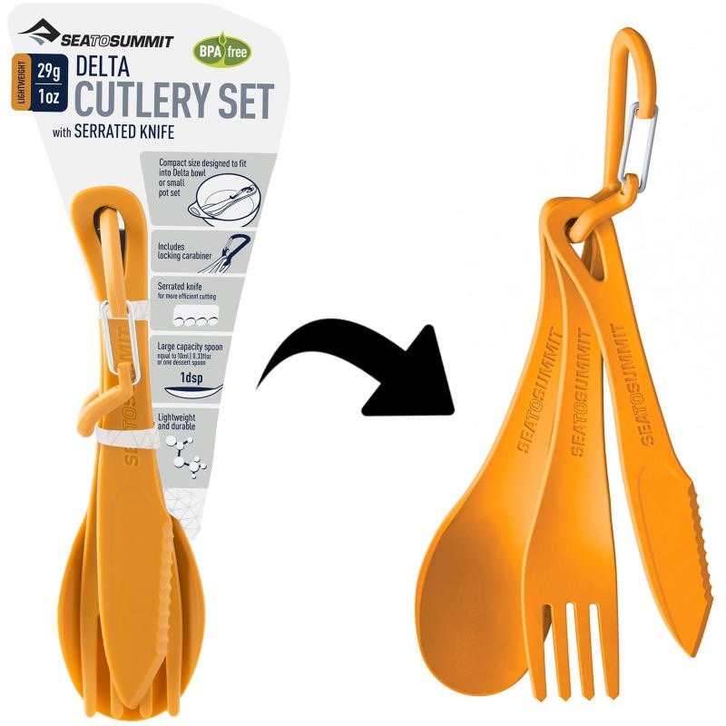 Set De Couverts De Camping 3 Pièces Sea To Summit - Fourchette, Cuillère, Couteau Légers