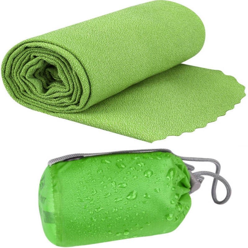 Serviette Microfibre Rainleaf 30x60 Cm - Séchage Rapide, Légère, Absorbante, Verte, Avec Sac