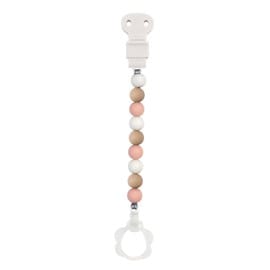 Attache tétine silicone rose blanc beig