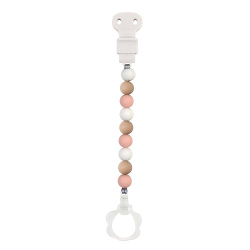 Nattou - Attache tétine silicone rose blanc beig