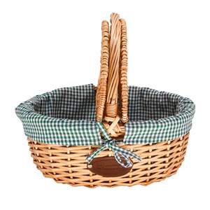 Panier en osier campagne vichy vert