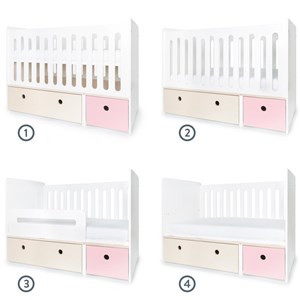 Lit bébé évolutif colorflex pink-white
