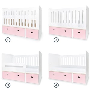 Lit bébé évolutif colorflex pink-p grey